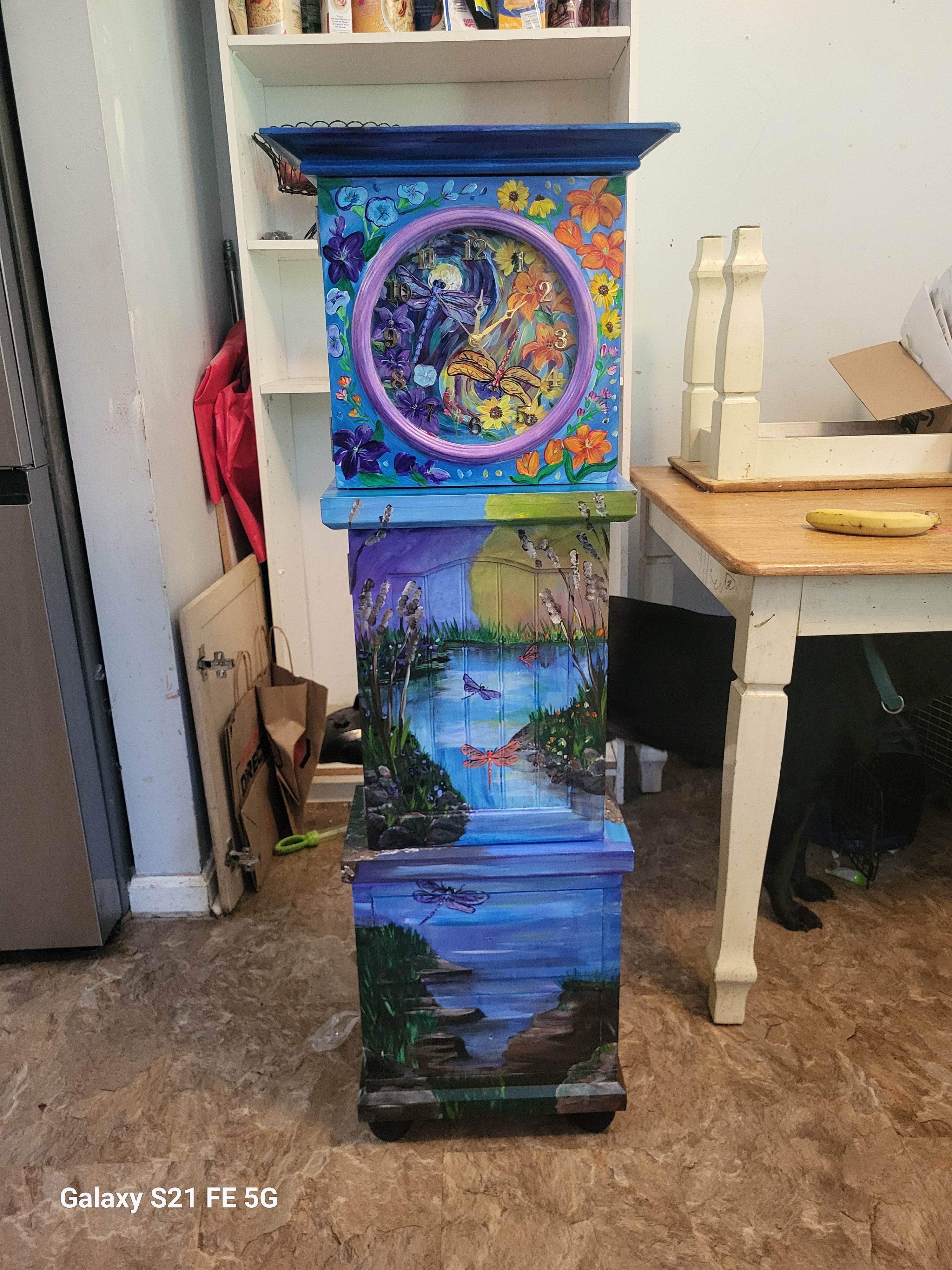 Dragonfly clock and cupboard